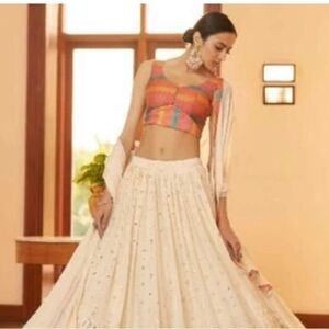 Cream and Sunset color lehenga choli - Women’s M